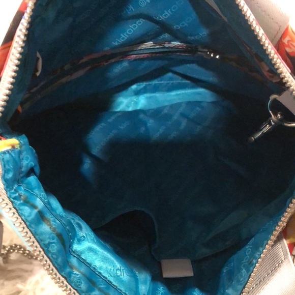 Kidrobot Purse/ Tote/ Satchel with Grey strap Multicored Print Robot messenger - Picture 10 of 14